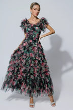 Nola Ruched Stylish Floral Maxi Dress