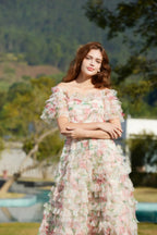 Nola Ruched Stylish Floral Maxi Dress