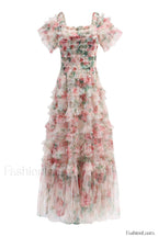 Nola Ruched Stylish Floral Maxi Dress S / Apricot Floral