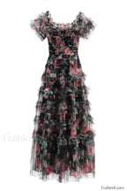 Nola Ruched Stylish Floral Maxi Dress S / Black Floral