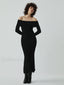Nostalgia Off Shoulder Long Modern Sleeve Long Sweater Dress Black / XS Sweaters L