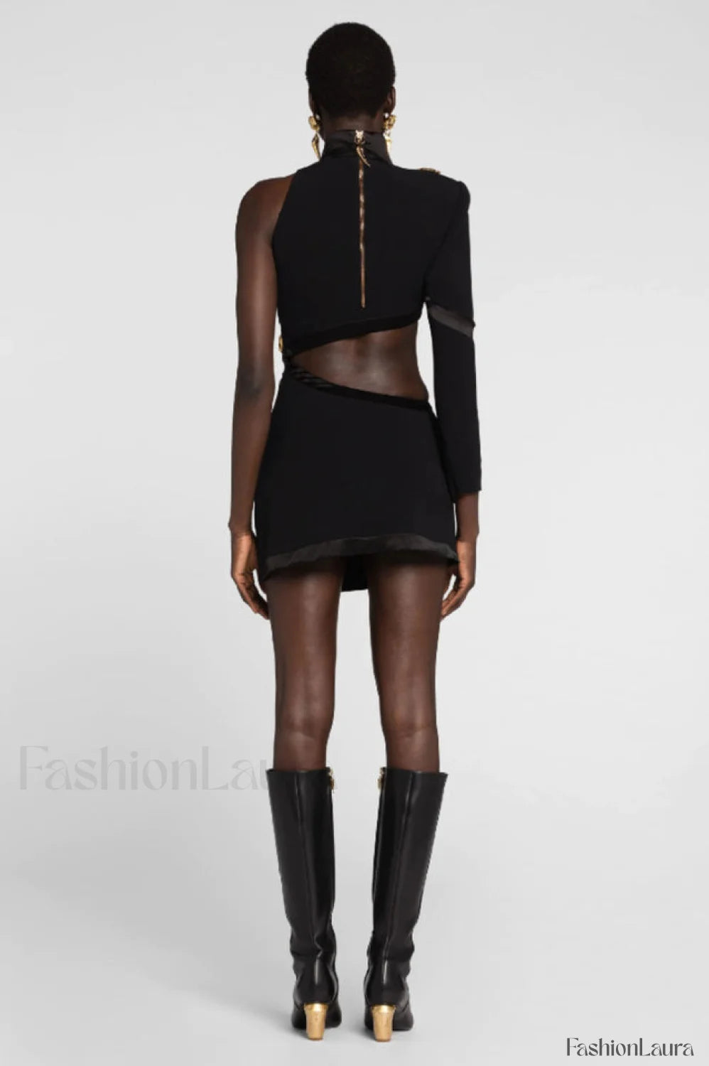Nude One Shoulder Charming Cutout Bandage Dress