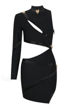 Nude One Shoulder Charming Cutout Bandage Dress XS / Black