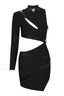 Nude One Shoulder Charming Cutout Bandage Dress XS / Black