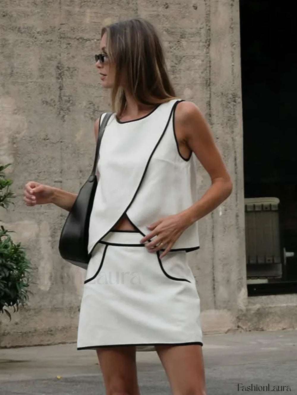 O Neck Sleeveless Skirt Two Piece Set