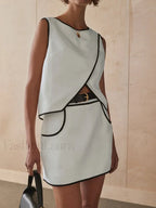 O Neck Sleeveless Skirt Two Piece Set
