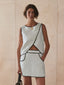 O Neck Sleeveless Skirt Two Piece Set WHITE / S