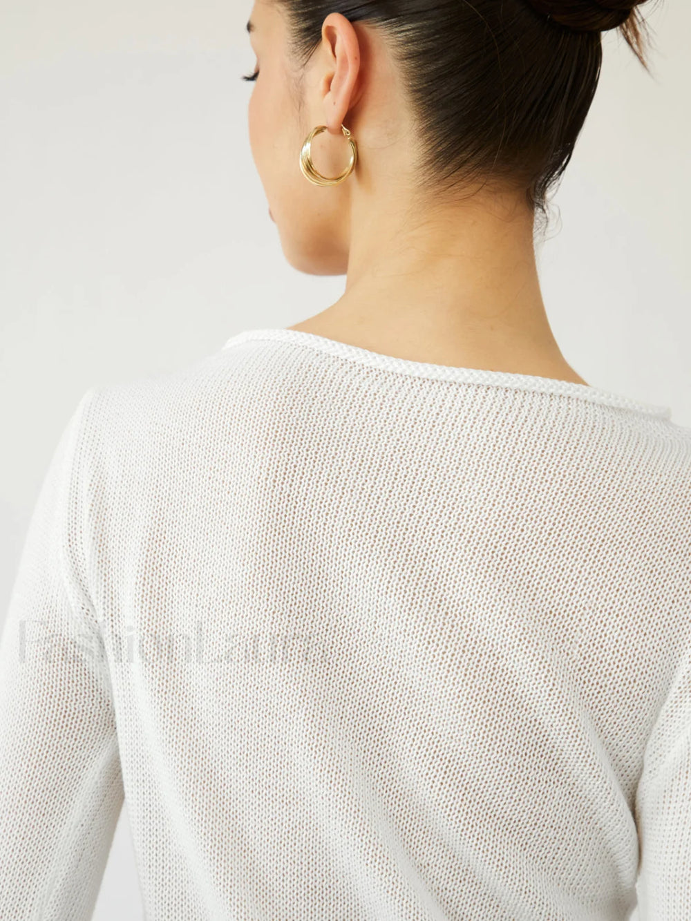 Oblique Buttoned Cover Trendy Up Knit Top Sweaters L