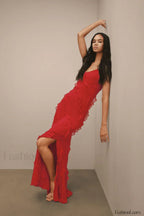 Ocean Waves Tiered Charming Ruffle Maxi Dress