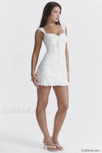 Odessa White Stylish Embroidered Mini Dress