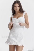 Odessa White Stylish Embroidered Mini Dress XS / White
