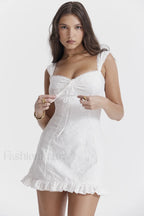Odessa White Stylish Embroidered Mini Dress XS / White