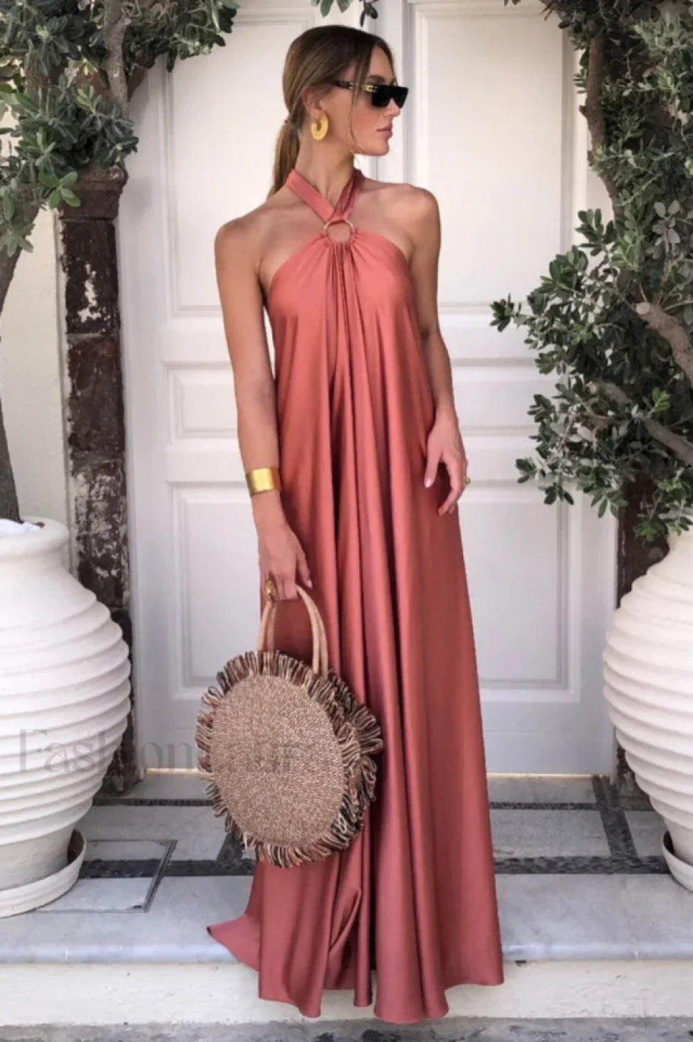Ofelia Halter Stylish Loop Maxi Dress Main image