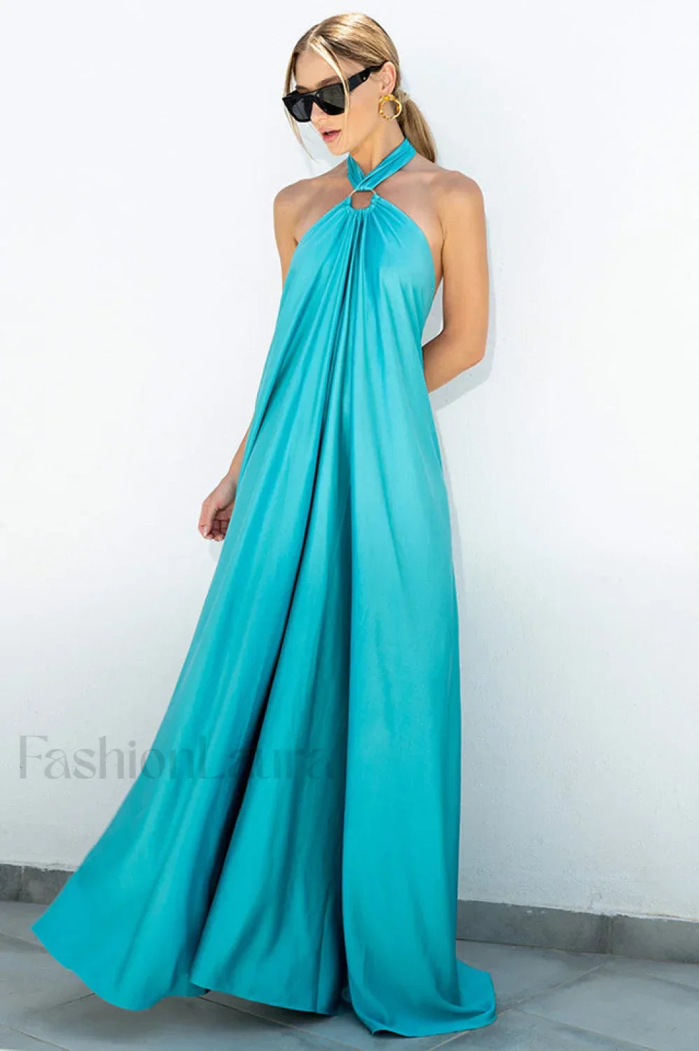 Ofelia Halter Stylish Loop Maxi Dress