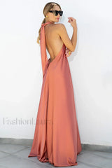 Ofelia Halter Stylish Loop Maxi Dress