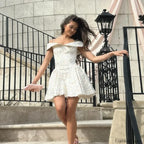 Off Shoulder A Line Floral Dress