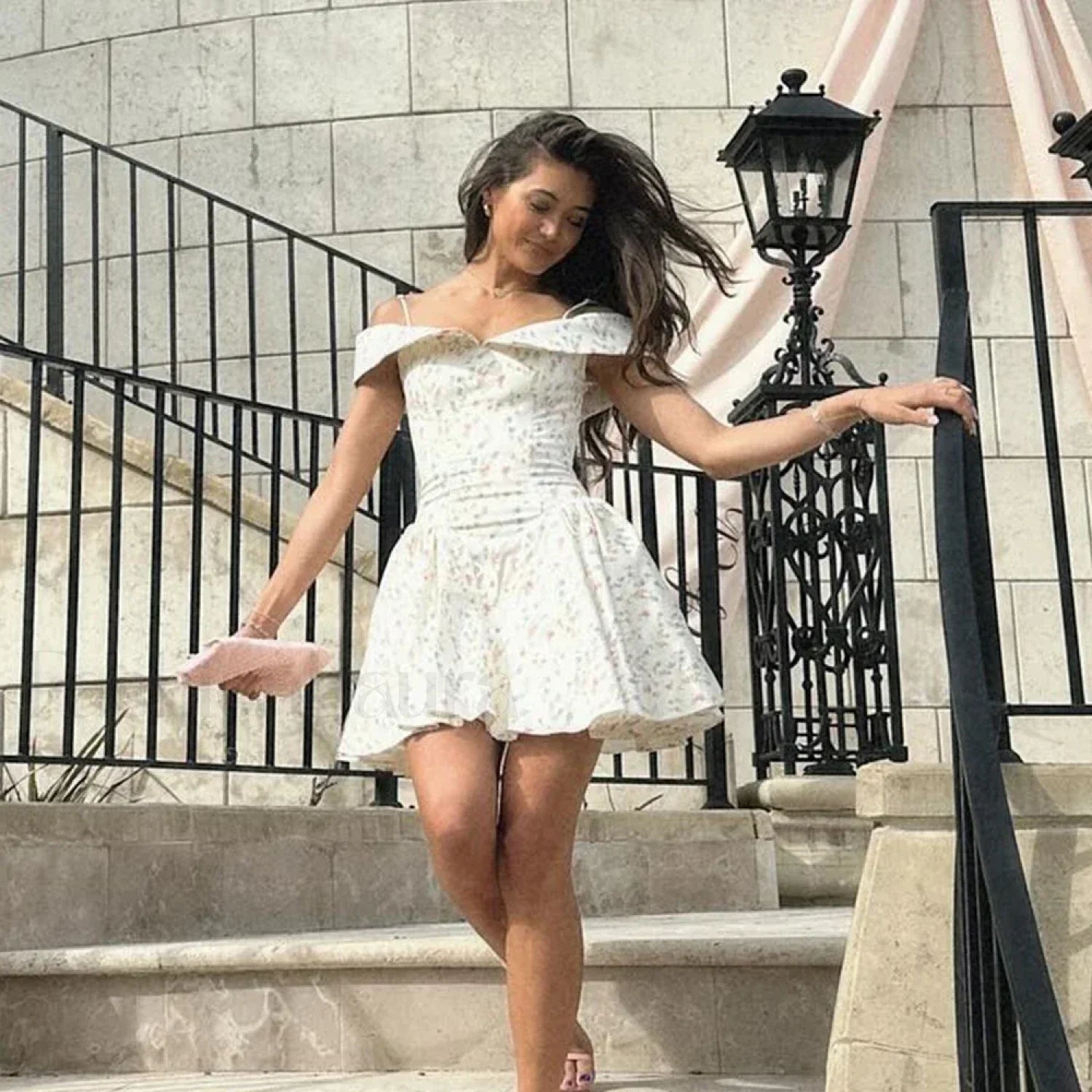 Off-Shoulder A-Line Floral Dress Secondary image