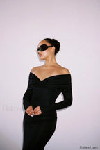 Off Shoulder Bodycon Charming Bardot Midi Dress