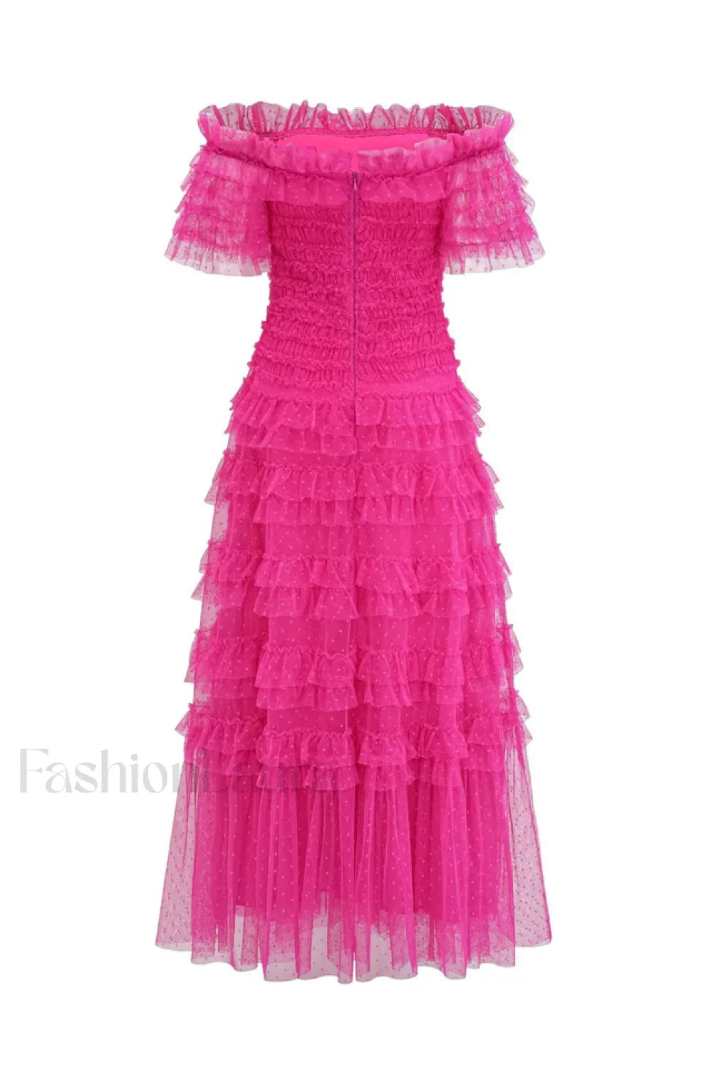 Off Shoulder Dotted Charming Tulle Maxi Dress Secondary image