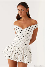 Off-Shoulder Peplum Mini Dress White / S