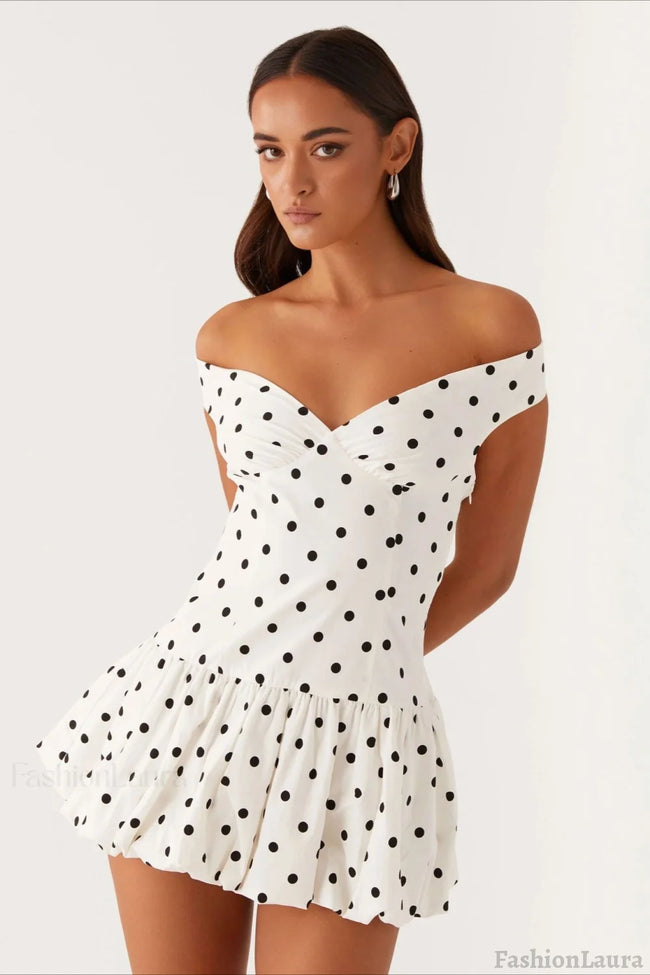Off-Shoulder Peplum Mini Dress White / S Main image
