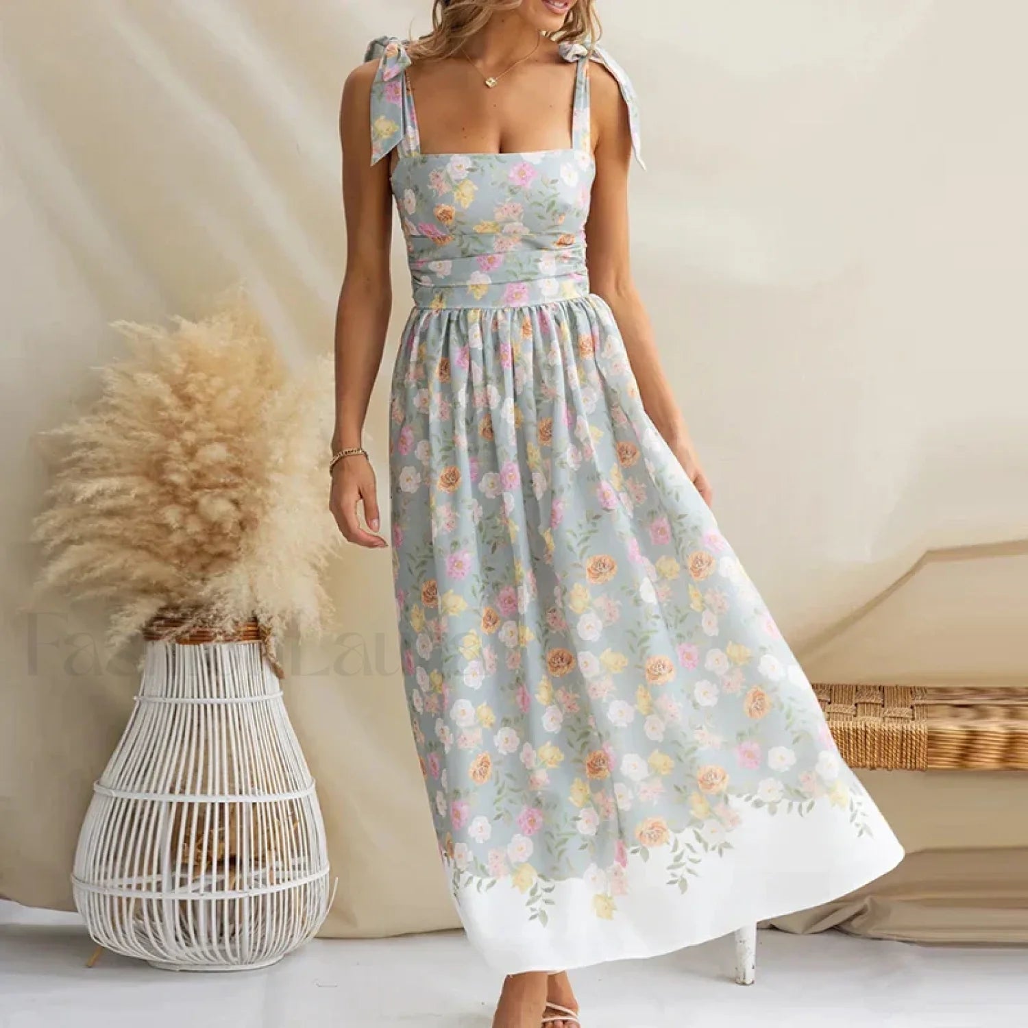 Off Shoulder Pleated Floral Dress Main image