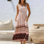 Off Shoulder Pocket Boho Dress 01 Print / S