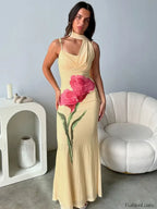 Off Shoulder Print Maxi Dress