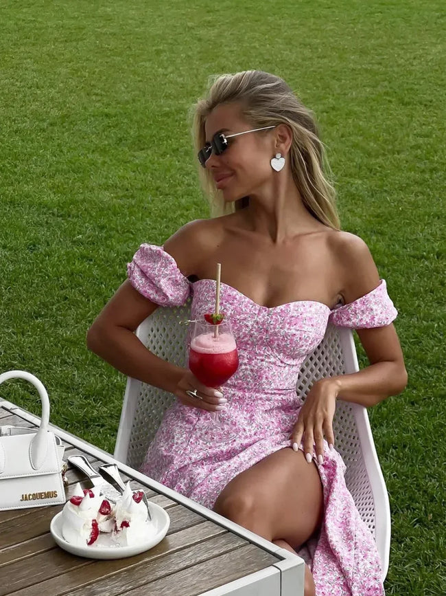 Off Shoulder Slit Floral Dress Main image