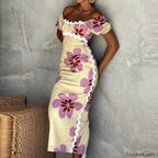Off Shoulder Split Floral Dress