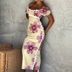 Off Shoulder Split Floral Dress