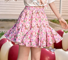 Oil Painting Floral High Waist Skirt