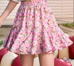 Oil Painting Floral High Waist Skirt