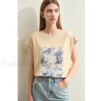 Oil Painting Floral T Shirt light apricot / S
