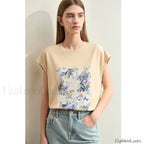 Oil Painting Floral T Shirt light apricot / S