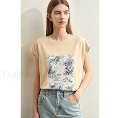 Oil Painting Floral T Shirt light apricot / S