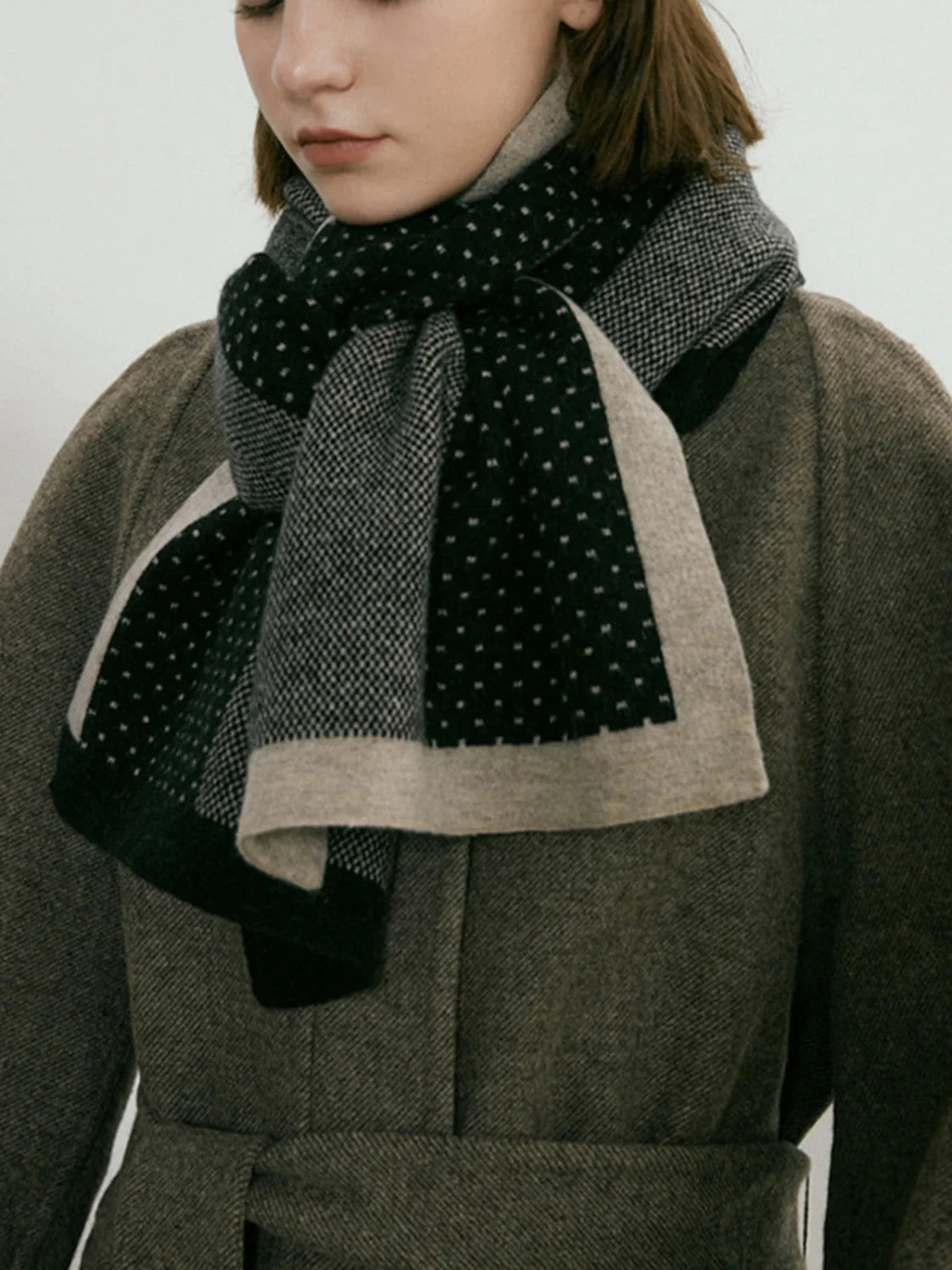Old Money Graceful Aesthetics Patchwork Scarf Black / One Size Scarves Main image