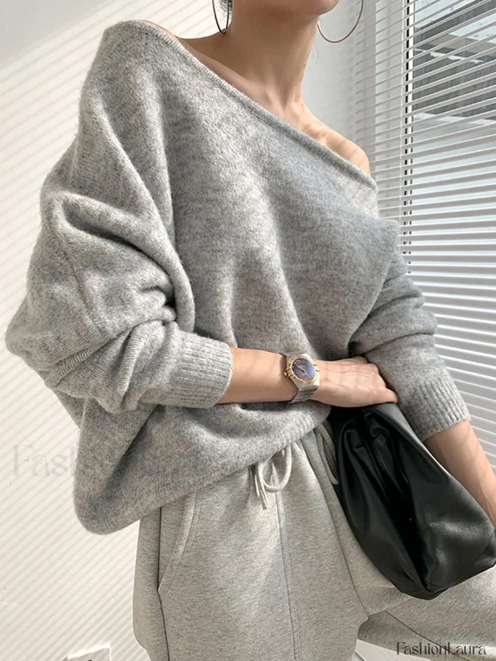 One Shoulder Asymmetric Sweater Sweaters