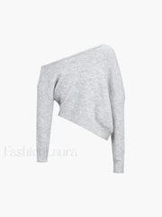 One Shoulder Asymmetric Sweater Sweaters