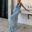One Shoulder Contrast Knit Cover Up BLUE / One Size