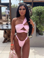 One Shoulder Hollow Cover Up Three Piece Set
