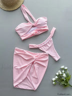 One Shoulder Hollow Cover Up Three Piece Set