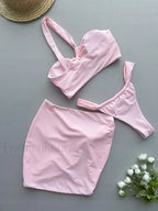 One Shoulder Hollow Cover Up Three Piece Set