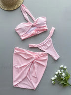 One Shoulder Hollow Cover Up Three Piece Set