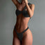One Shoulder Low Waist Bikini Set Black / S