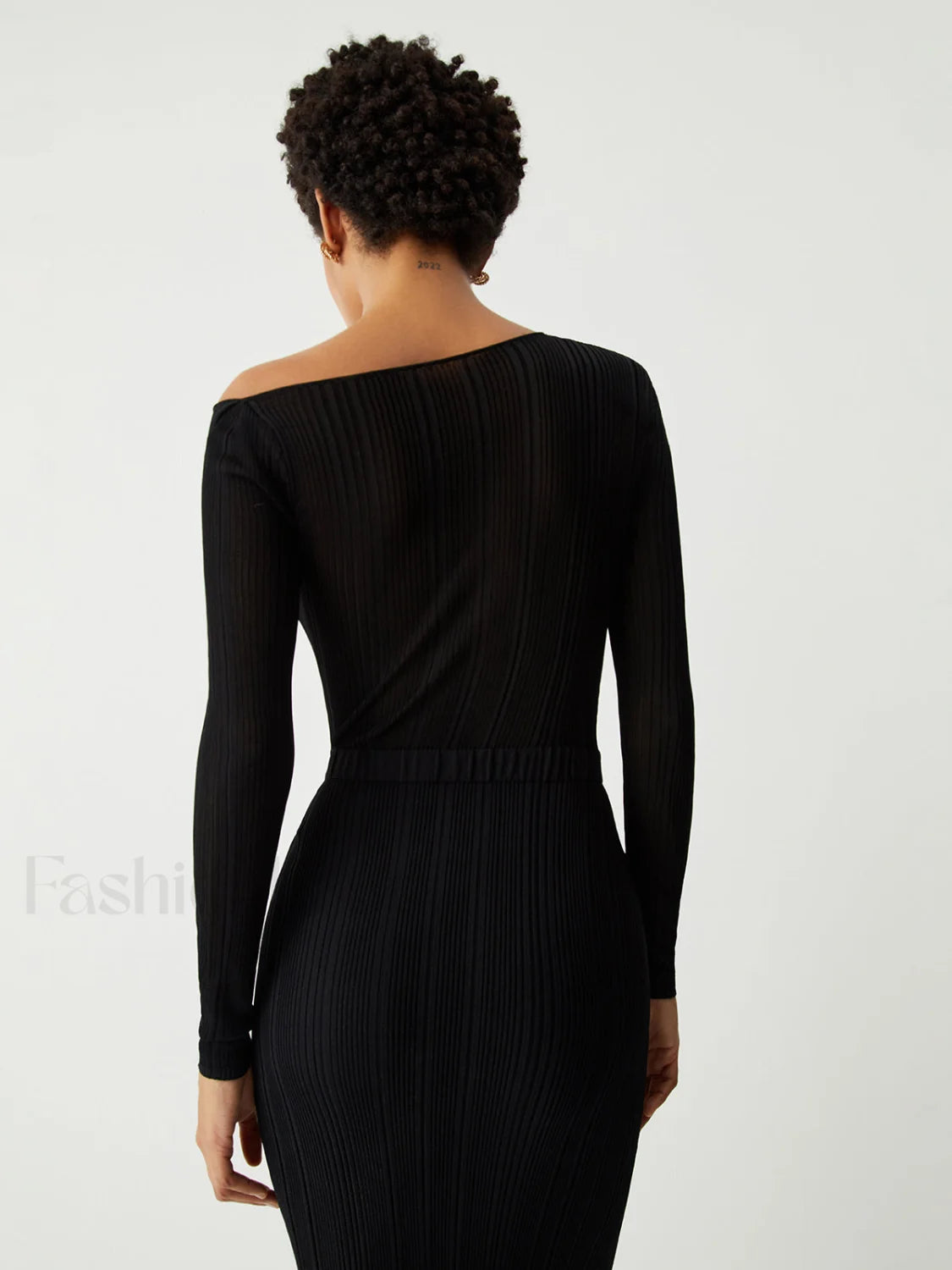 One Shoulder Off Trendy Knit Midi Dress Dresses