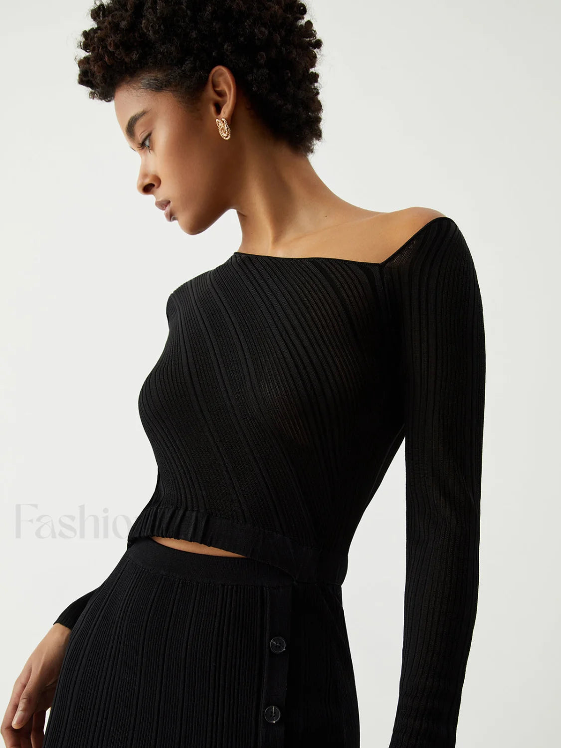 One Shoulder Off Trendy Knit Midi Dress Dresses