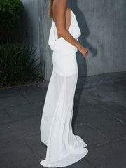 One Shoulder See Through Maxi Dress