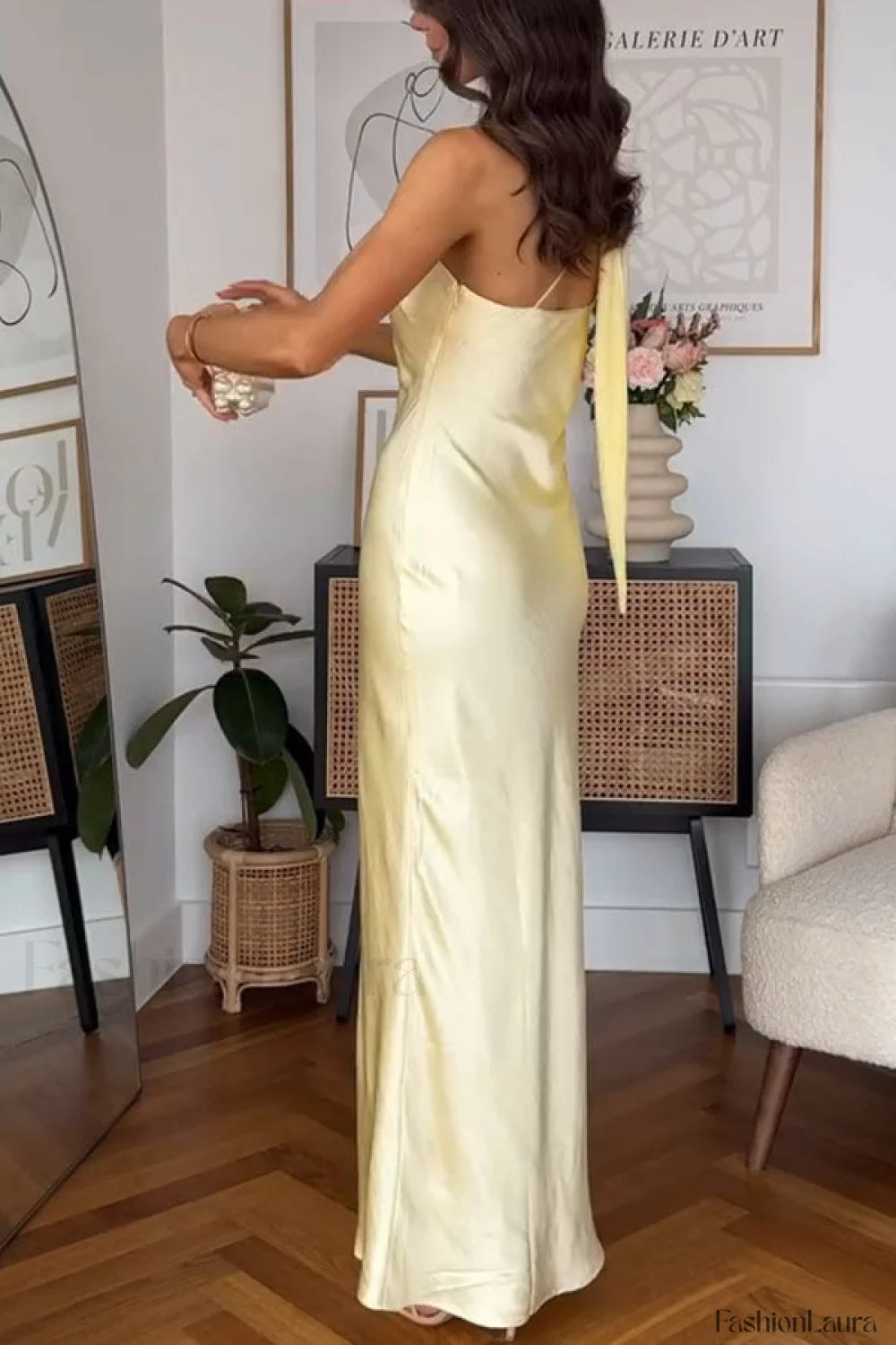 One Shoulder Tie Sleeveless Bodycon Maxi Dress