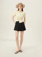One Shoulder Twisted Waist Crop T Shirt